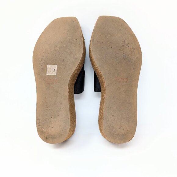 CHLOÉ Woody Wedge Espadrille Platform Sandal Black Canvas Logo Strap EU 41 US 11 - Picture 8 of 9